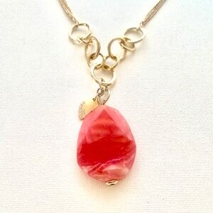 Paloma & Ellie Genuine Stone Pink Agate Pendant